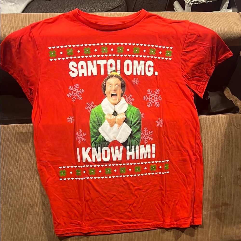 Red Christmas T-Shirt with Elf Design